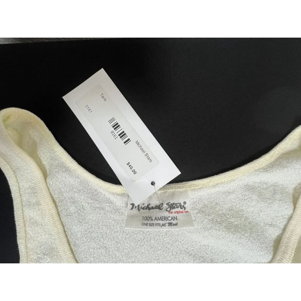 Michael Stars Womens One Size Boho Chic Preppy Cream Sleeveless Tank Top USA - Picture 7 of 10